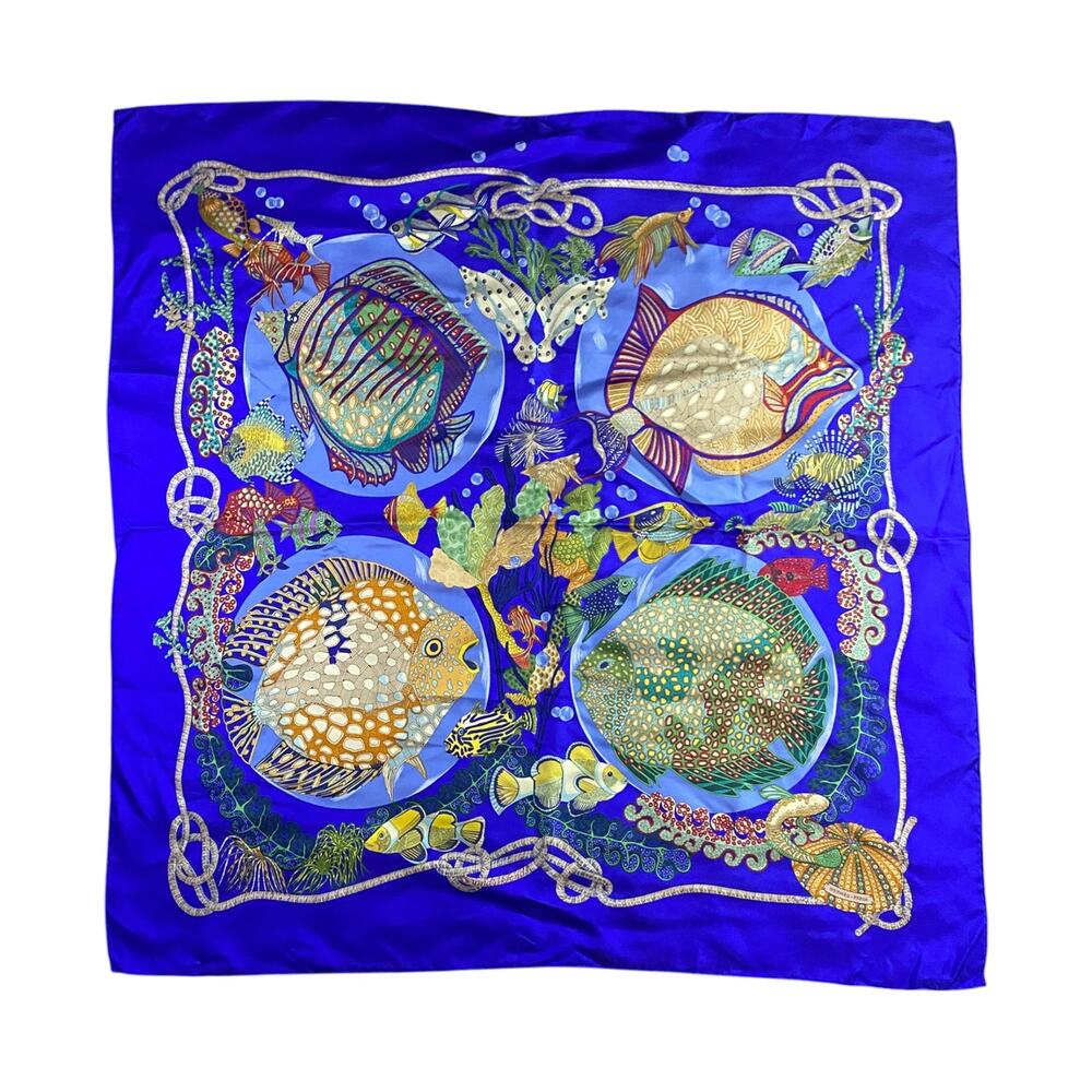 HERMES Carre 90 Grands Fonds Annie Faivre Authentic  Silk Scarf - 34”x34”